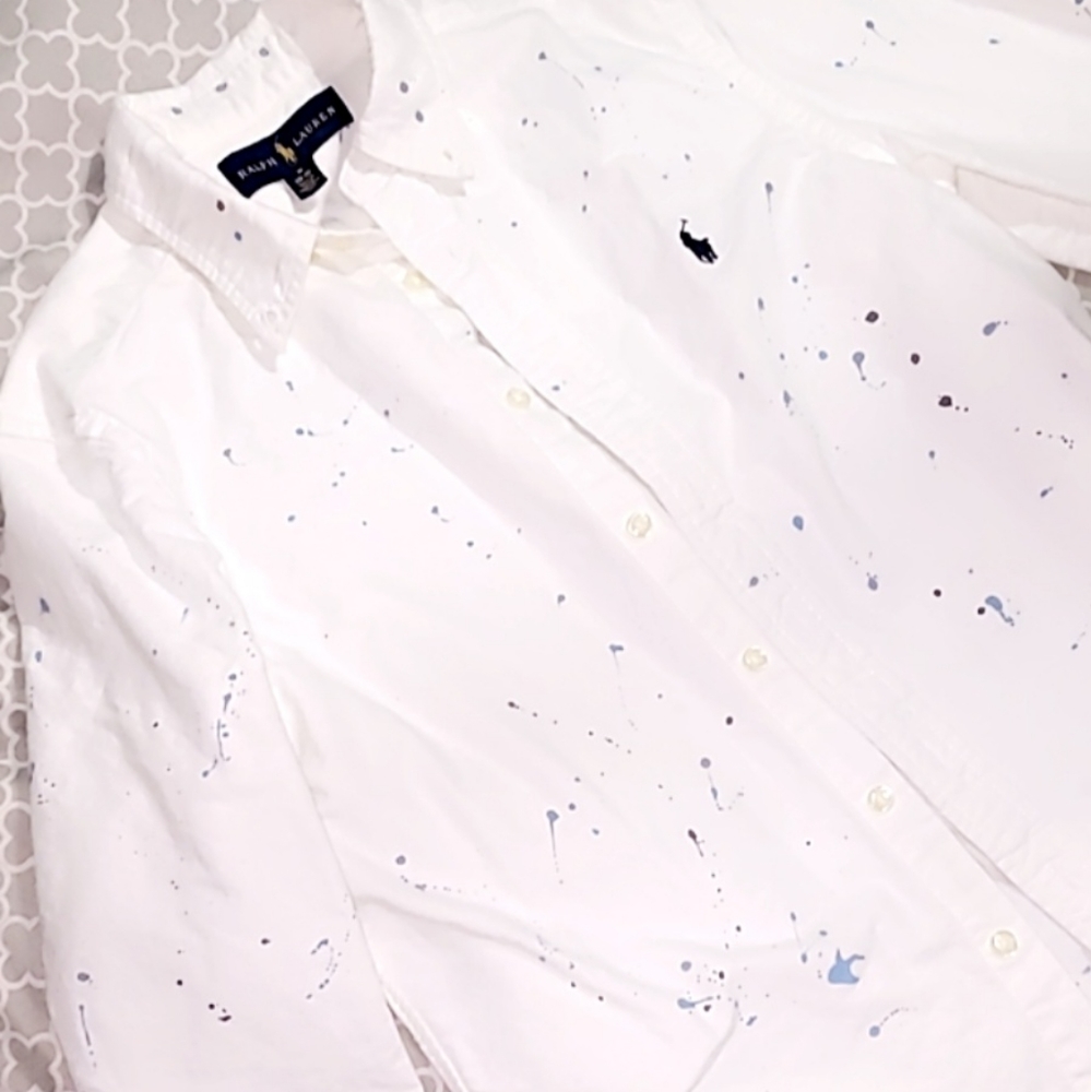 Polo Ralph Lauren Kids Cotton Oxford Splatter Shirt